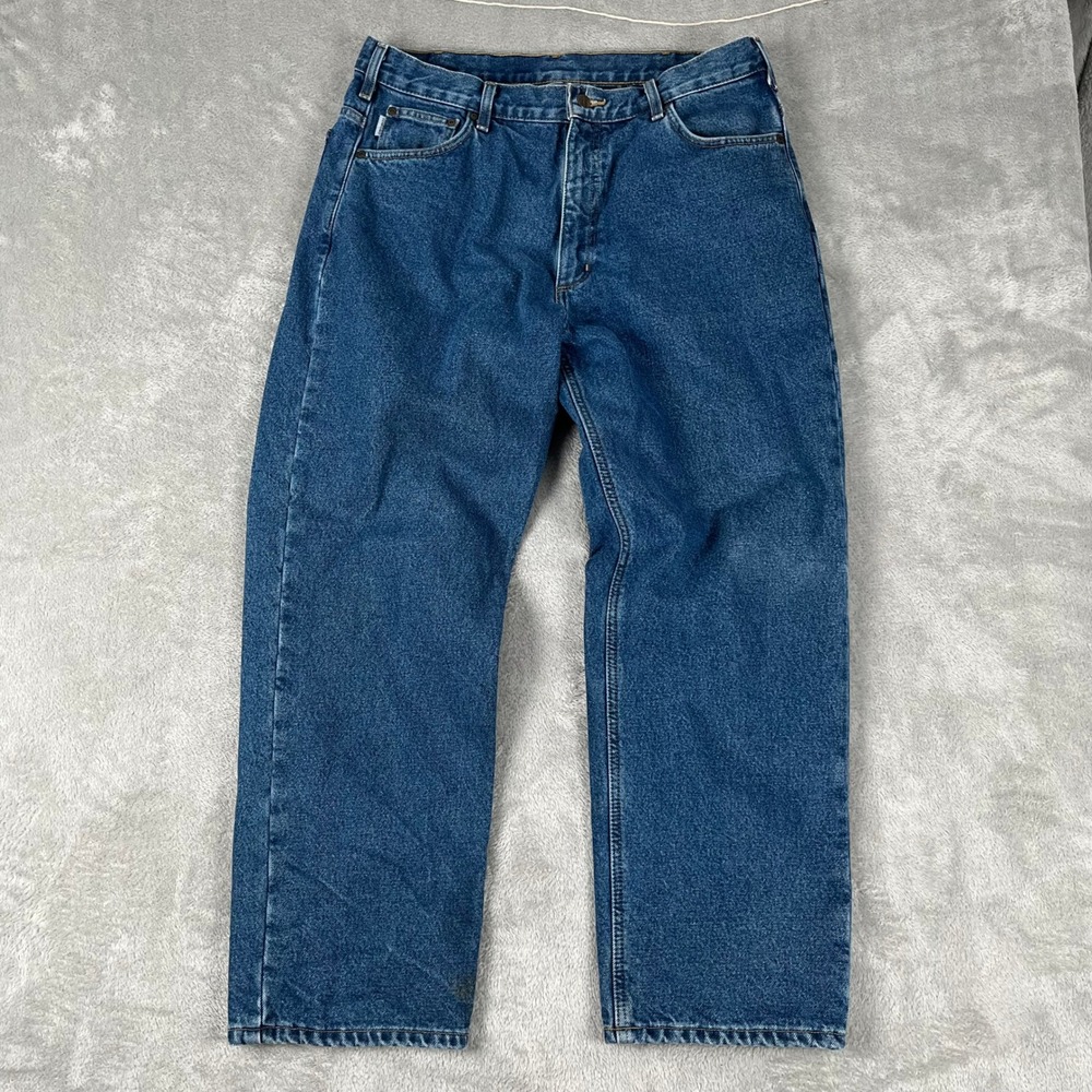 Carhartt Relaxed Fit Straight Leg Denim Jeans Mens Blue Size 36x30 B172 DST - Picture 2 of 12